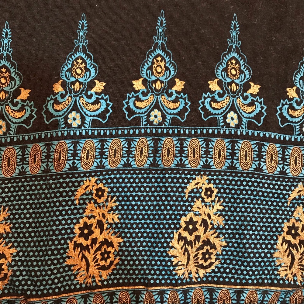 FREE PEOPLE boho black/teal women’s top size small - Picture 4 of 9